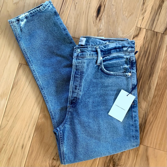 Citizens of Humanity Charlotte Jeans Straight Leg Crop Distressed Demin Size 31 - Picture 10 of 10